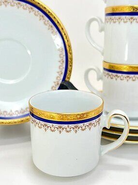 Porcelain Espresso Mugs Saucers Regency Fine German Demitasse Set